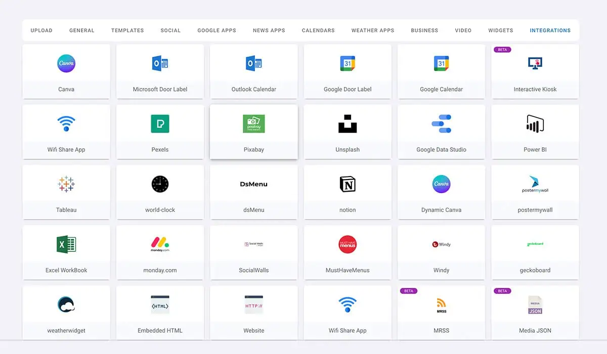 easysignage apps and integrations digital signage software