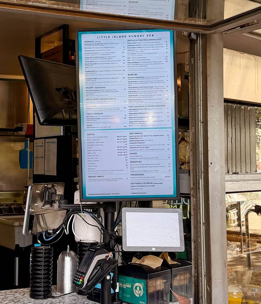 little island hungry sea samsung qm32c menu boards