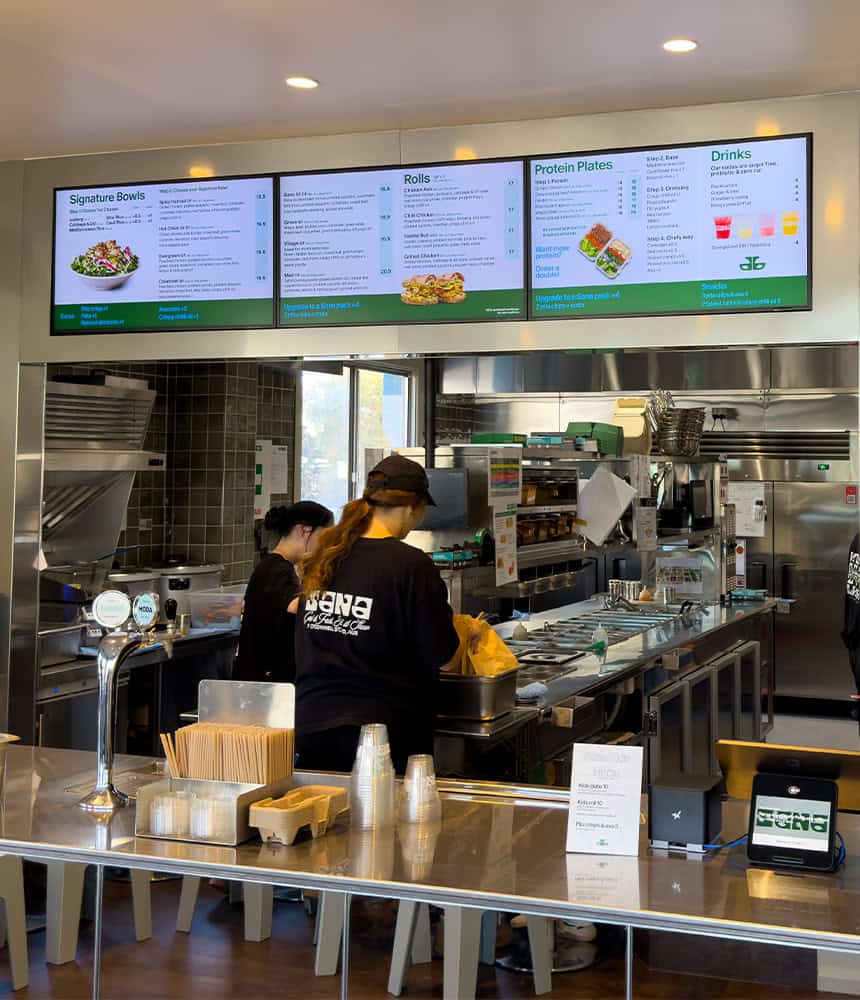 sana mediterranean rozelle cafe qsr restaurant digital signage